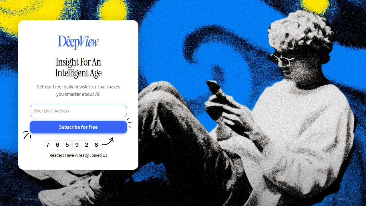 The homepage of The Deep View Newsletter, offering clear, daily AI updates to cut through the hype.