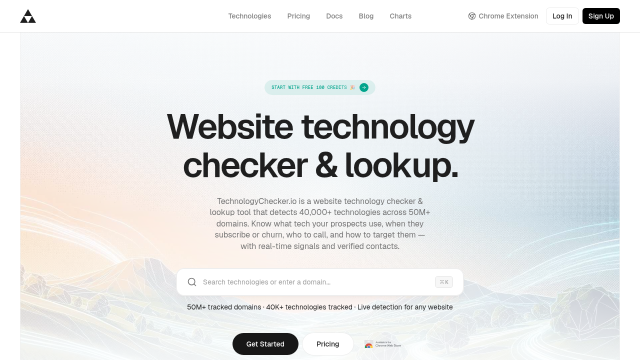 A glimpse into Technology Checker's website, a source for understanding current AI market size statistics and future growth projections.