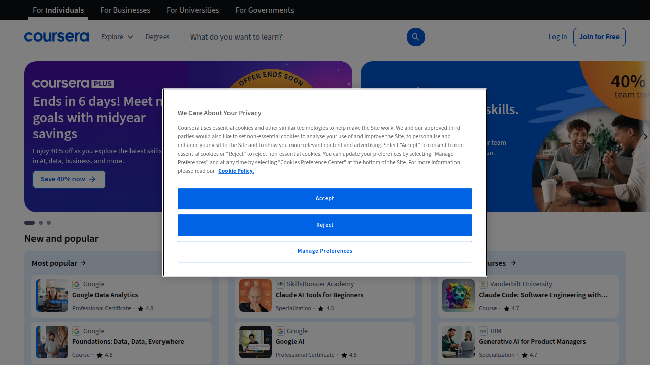 Discover AI learning pathways and timelines on Coursera's platform.