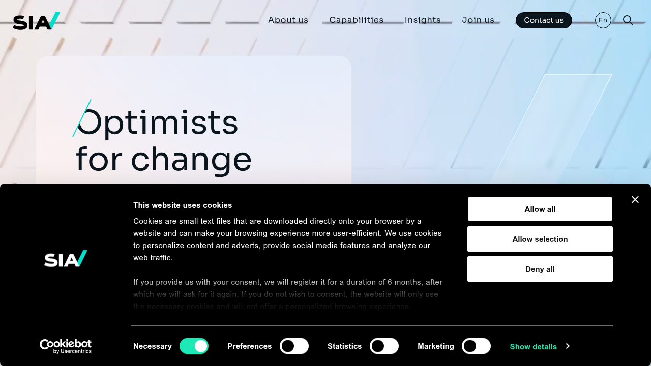 Screenshot of SIA Partners' homepage, a consulting firm discussing AI regulation in the U.S.