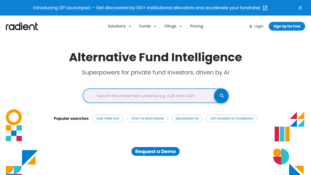 A screenshot of Radient Analytics, showcasing a firm's ADV filing, useful for investment due diligence.