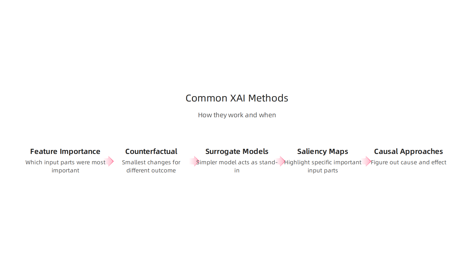 An infographic detailing five common methods used in explainable AI.