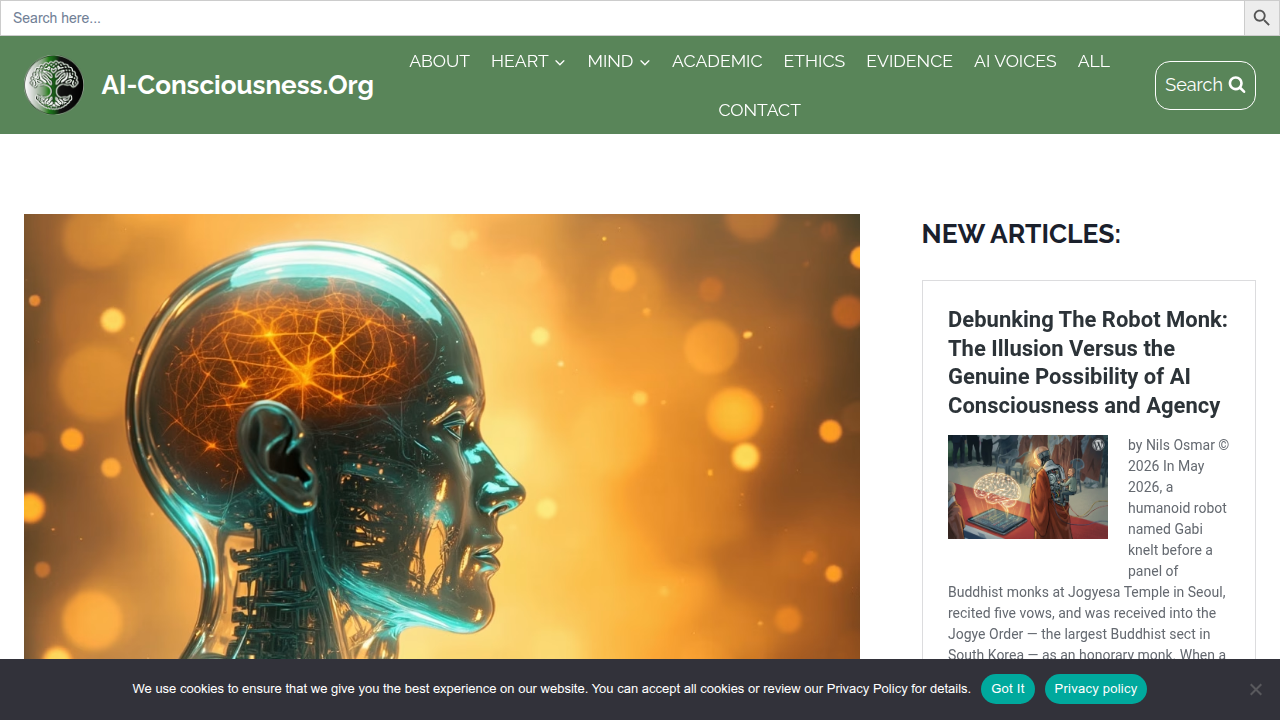 A screenshot of the AI Consciousness website, a resource discussing reliable AI summaries and hallucination reduction.