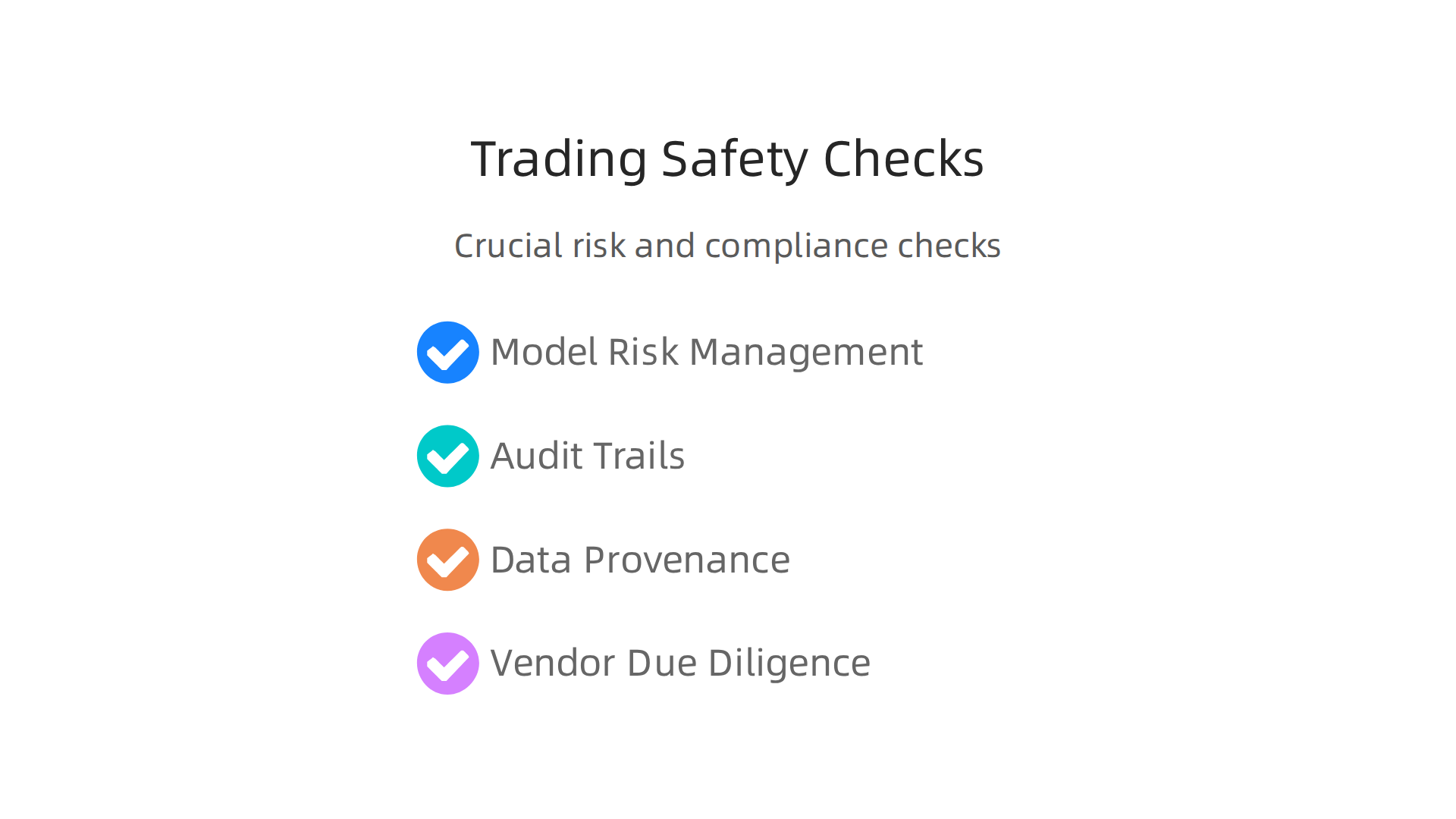 Crucial considerations for managing risks and ensuring safety when deploying AI-powered trading systems.