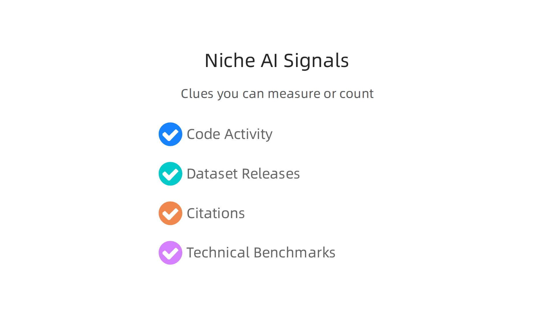 Key measurable indicators for identifying high-quality niche AI projects.