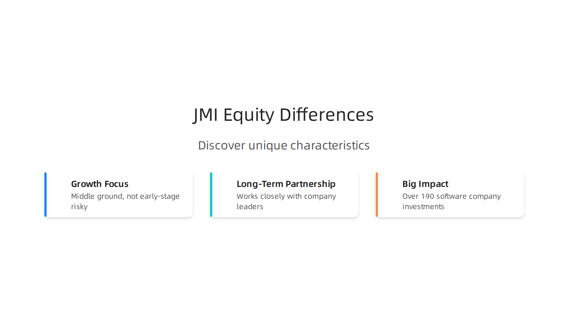 Discover the unique characteristics that differentiate JMI Equity Partners from other investment firms.