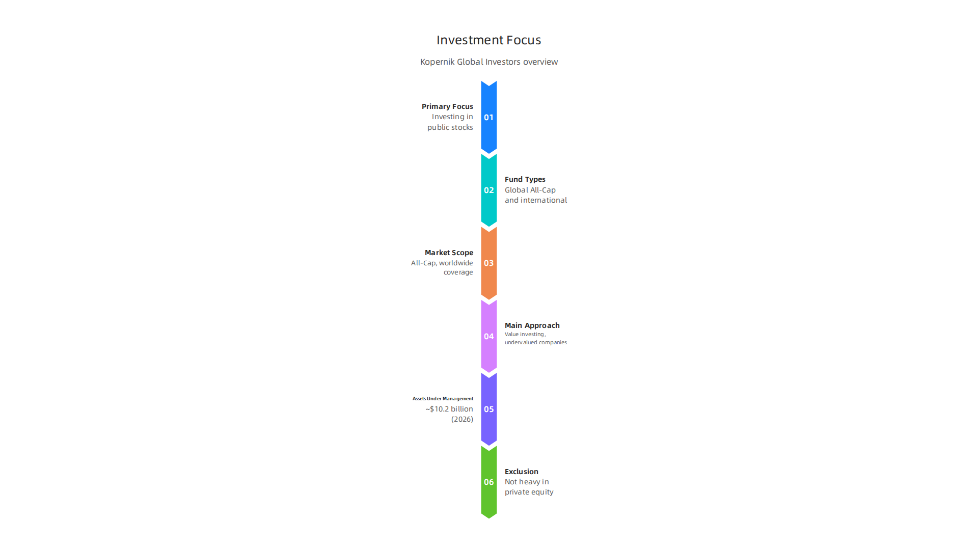 An infographic outlining Kopernik Global Investors' primary investment focus areas and strategic approach.